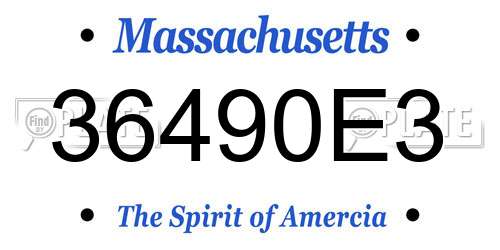36490E3 Massachusetts License Plate