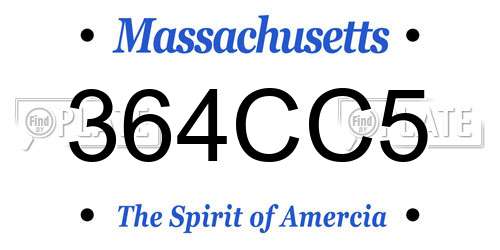 364CC5 Massachusetts License Plate