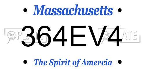364EV4 Massachusetts License Plate