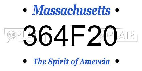 364F20 Massachusetts License Plate