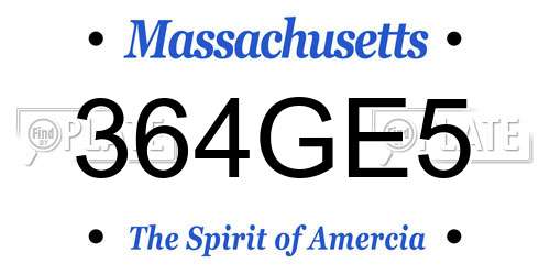 364GE5 Massachusetts License Plate