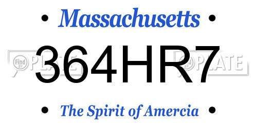 364HR7 Massachusetts License Plate