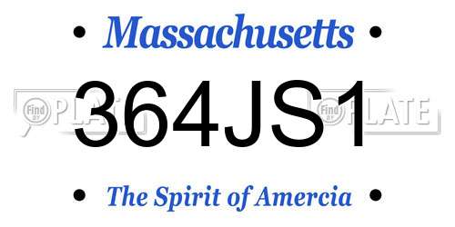 364JS1 Massachusetts License Plate