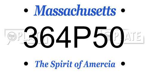 364P50 Massachusetts License Plate