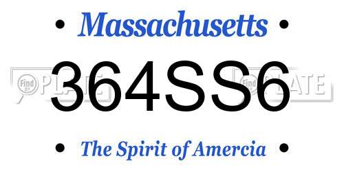 364SS6 Massachusetts License Plate