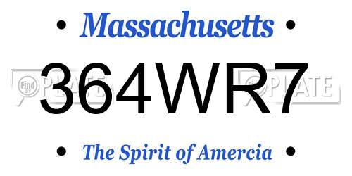 364WR7 Massachusetts License Plate