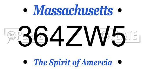364ZW5 Massachusetts License Plate