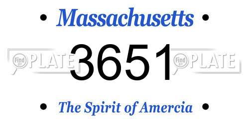 3651 Massachusetts License Plate