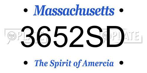 3652SD Massachusetts License Plate