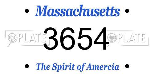 3654 Massachusetts License Plate