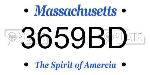3659BD Massachusetts License Plate