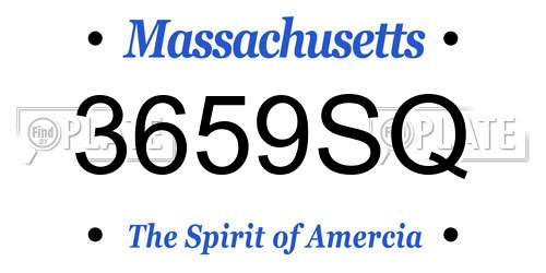 3659SQ Massachusetts License Plate