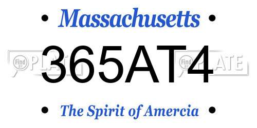 365AT4 Massachusetts License Plate
