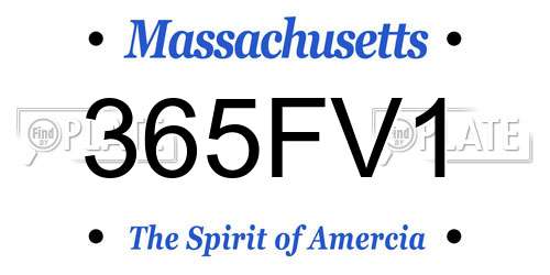 365FV1 Massachusetts License Plate