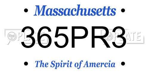 365PR3 Massachusetts License Plate