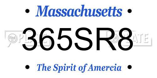 365SR8 Massachusetts License Plate