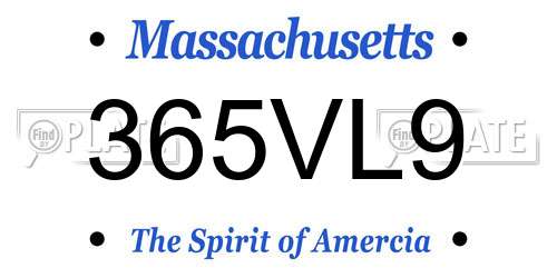 365VL9 Massachusetts License Plate
