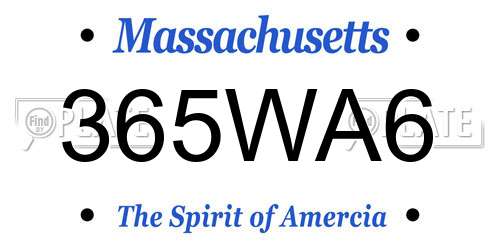 365WA6 Massachusetts License Plate