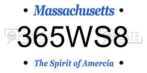 365WS8 Massachusetts License Plate