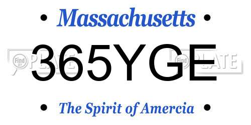 365YGE Massachusetts License Plate