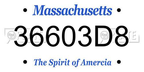 36603D8 Massachusetts License Plate