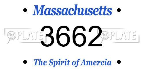 3662 Massachusetts License Plate
