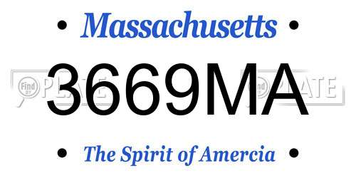 3669MA Massachusetts License Plate