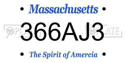 366AJ3 Massachusetts License Plate