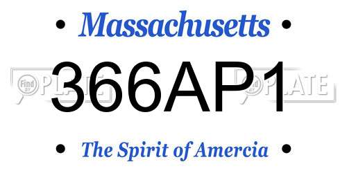 366AP1 Massachusetts License Plate