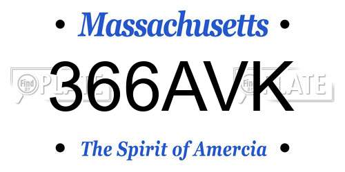 366AVK Massachusetts License Plate