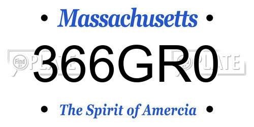 366GR0 Massachusetts License Plate