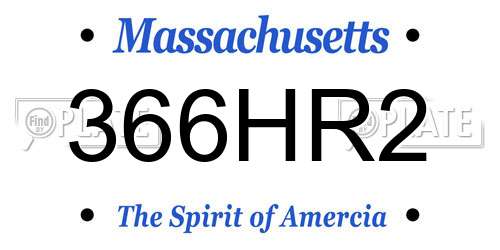366HR2 Massachusetts License Plate