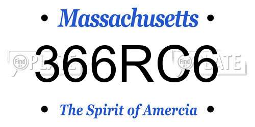366RC6 Massachusetts License Plate