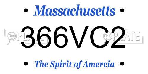 366VC2 Massachusetts License Plate