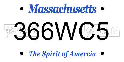 366WC5 Massachusetts License Plate
