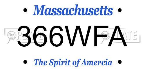 366WFA Massachusetts License Plate
