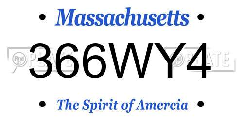 366WY4 Massachusetts License Plate