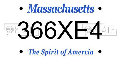 366XE4 Massachusetts License Plate