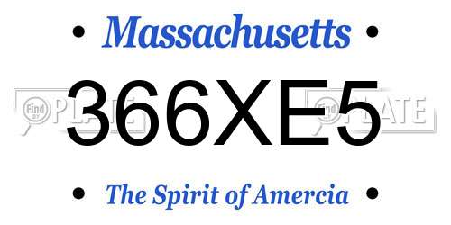 366XE5 Massachusetts License Plate