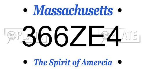 366ZE4 Massachusetts License Plate