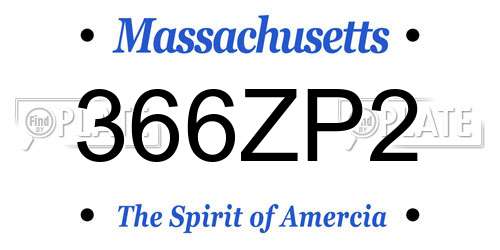 366ZP2 Massachusetts License Plate