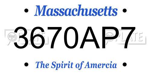 3670AP7 Massachusetts License Plate