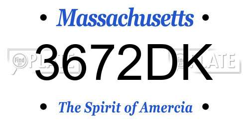 3672DK Massachusetts License Plate