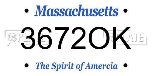 3672OK Massachusetts License Plate