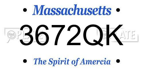 3672QK Massachusetts License Plate
