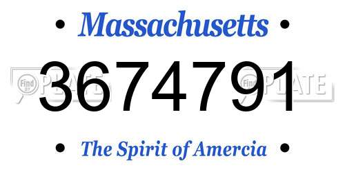 3674791 Massachusetts License Plate