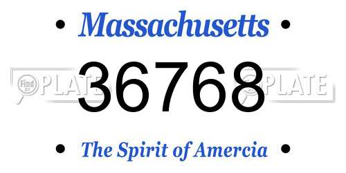 36768 Massachusetts License Plate
