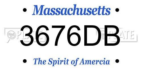 3676DB Massachusetts License Plate