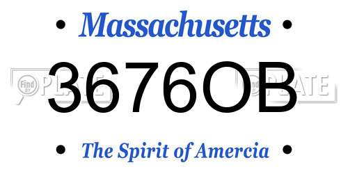 3676OB Massachusetts License Plate