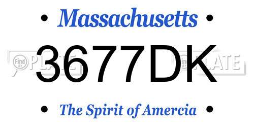 3677DK Massachusetts License Plate